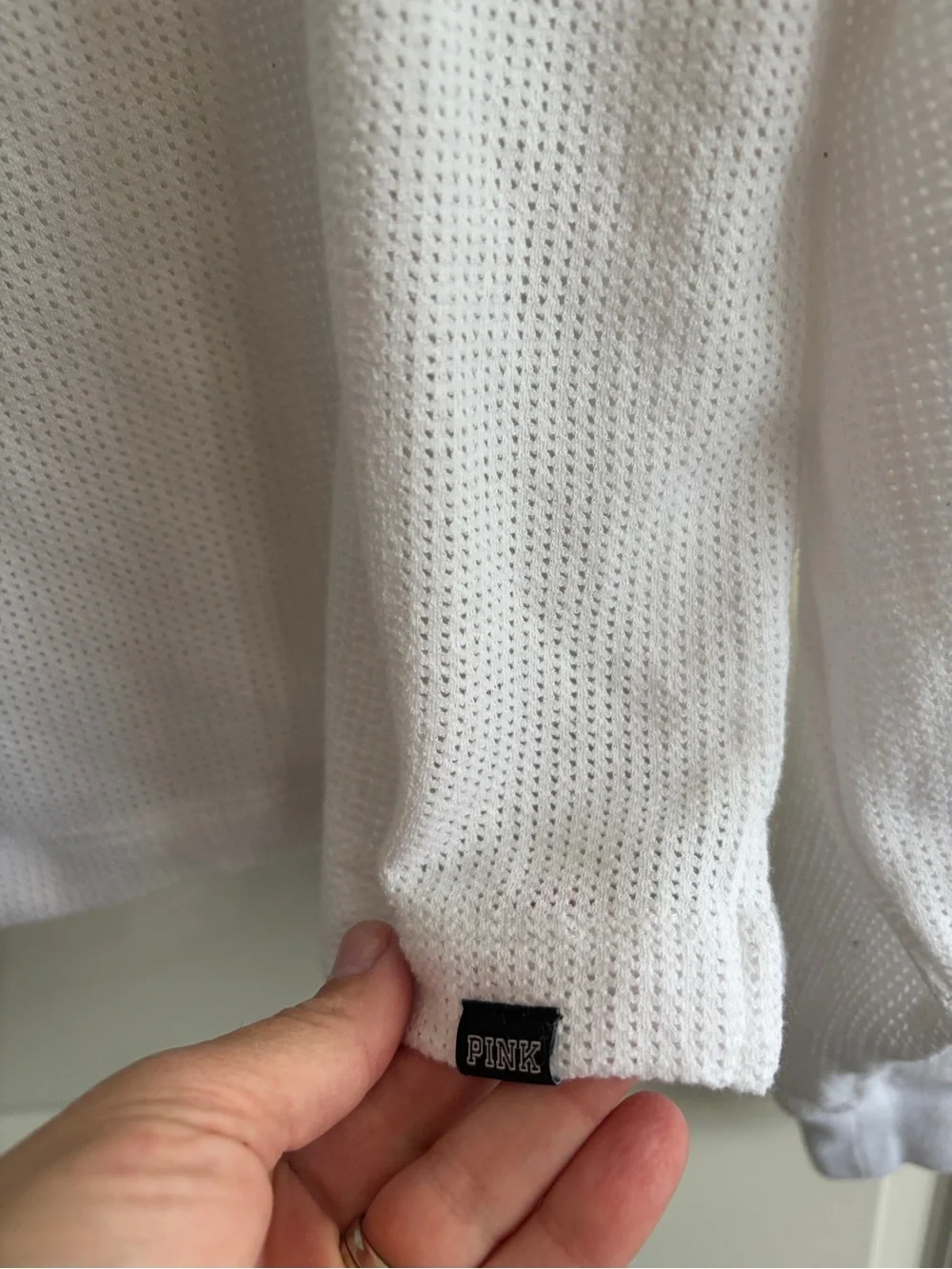 Like new PINK Victoria's Secret size S White Mesh Hooded Pullover. So cool. - Picture 6 of 8